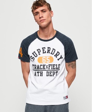 Superdry Track & Field Baseball Férfi Pólók Kék | FJVPZ2053